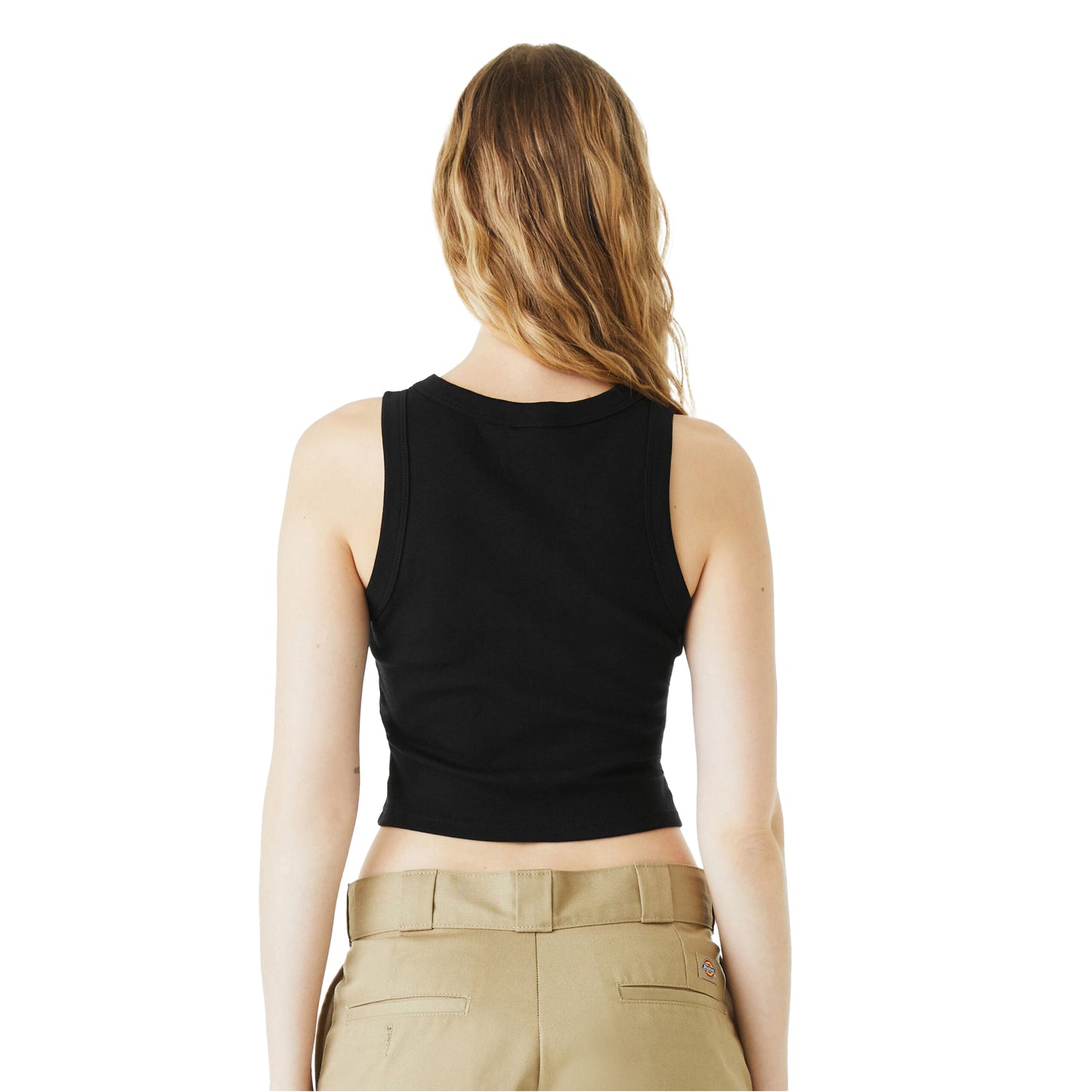 Solid Black - Back - Bella + Canvas Womens-Ladies Micro-Rib Racer Tank Top