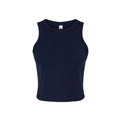 Solid Navy - Front - Bella + Canvas Womens-Ladies Micro-Rib Racer Tank Top