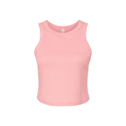 Solid Pink - Front - Bella + Canvas Womens-Ladies Micro-Rib Racer Tank Top