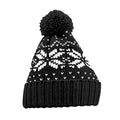 Black-White - Front - Beechfield Fair Isle Snowstar Beanie