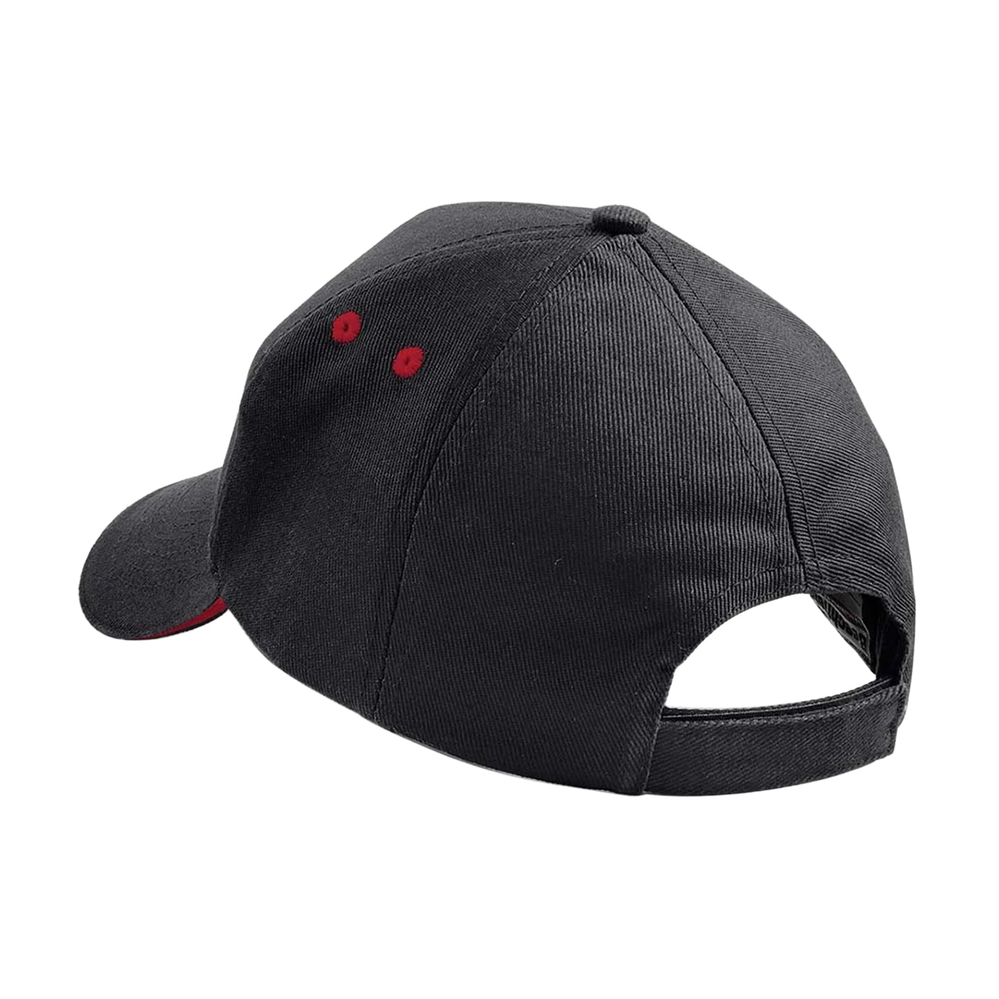 Black-Classic Red - Back - Beechfield 5 Panel Sandwich Peak Baseball Cap