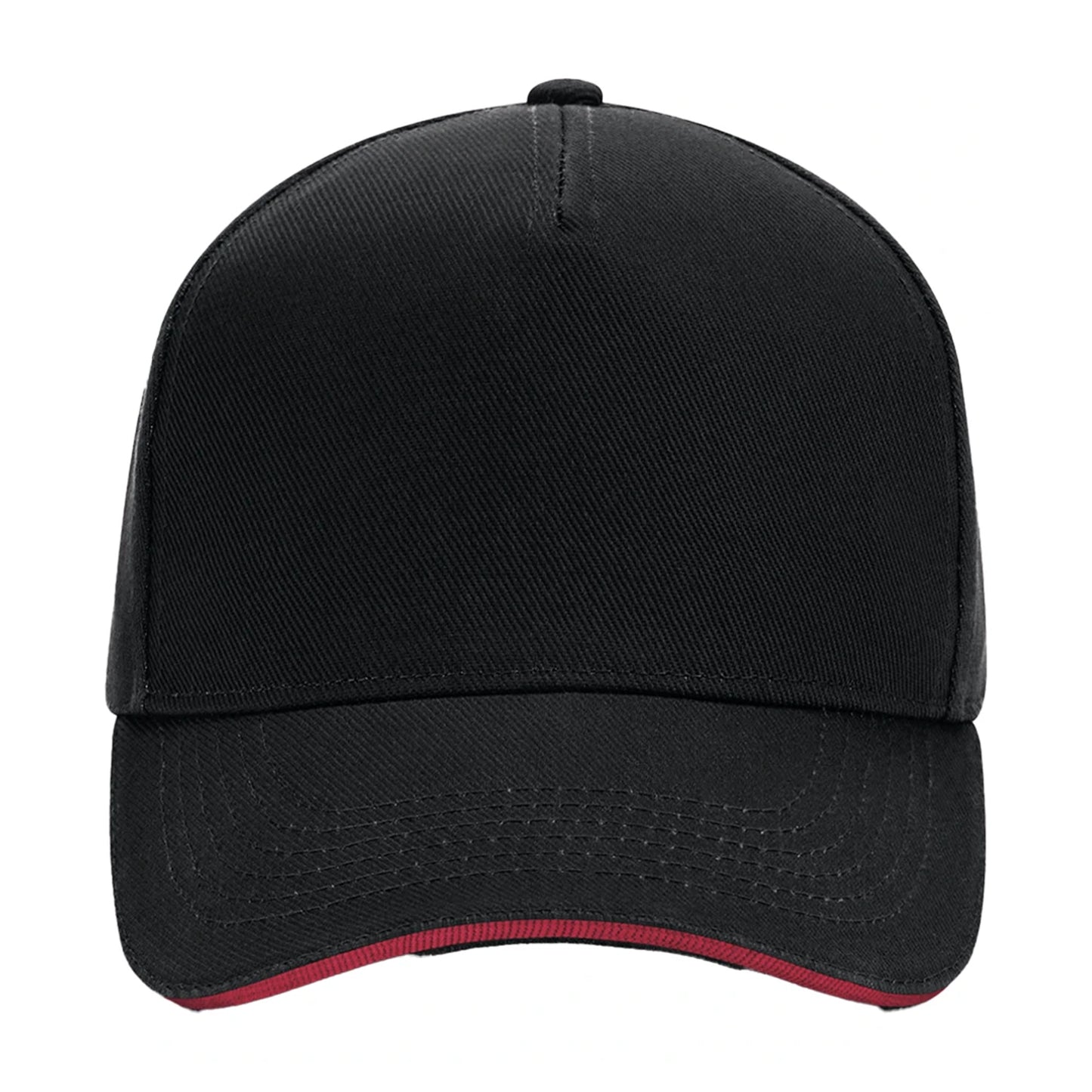 Black-Classic Red - Side - Beechfield 5 Panel Sandwich Peak Baseball Cap