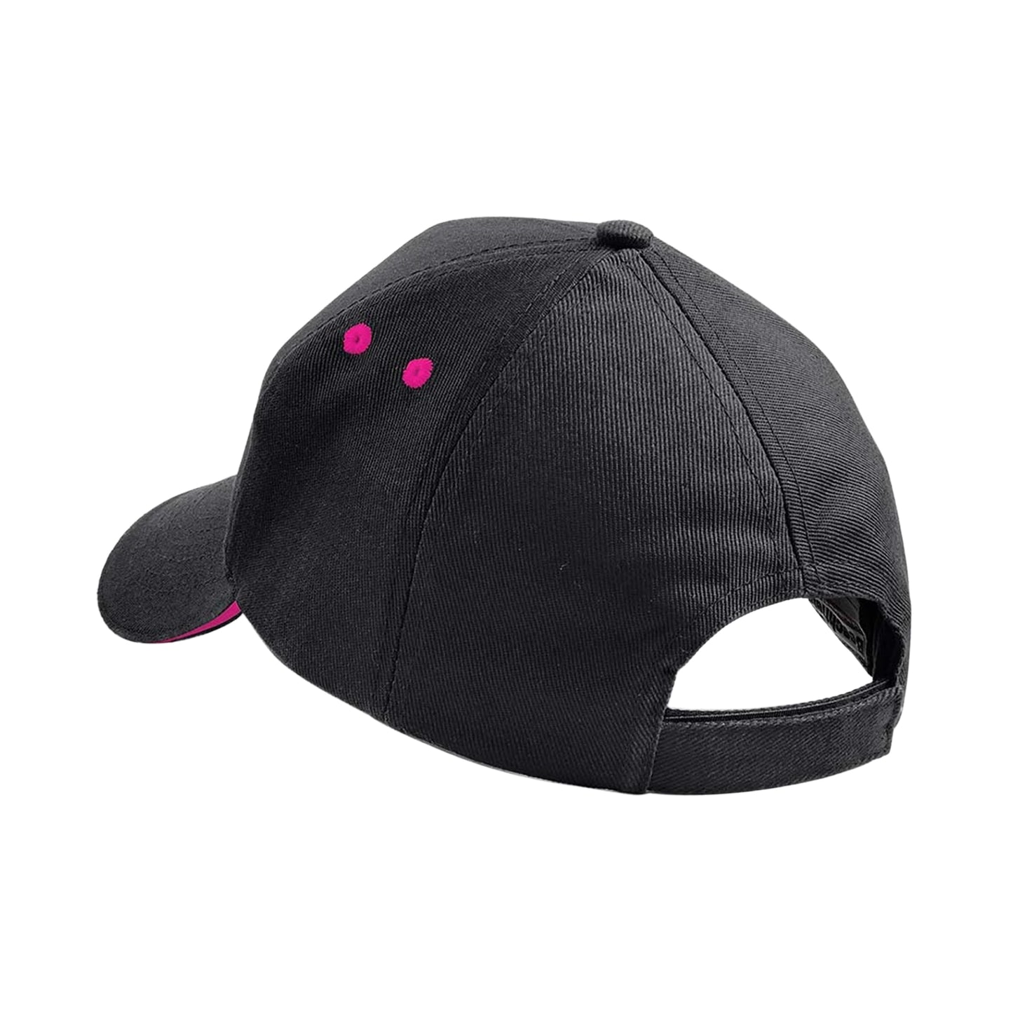 Black-Fuchsia - Back - Beechfield 5 Panel Sandwich Peak Baseball Cap