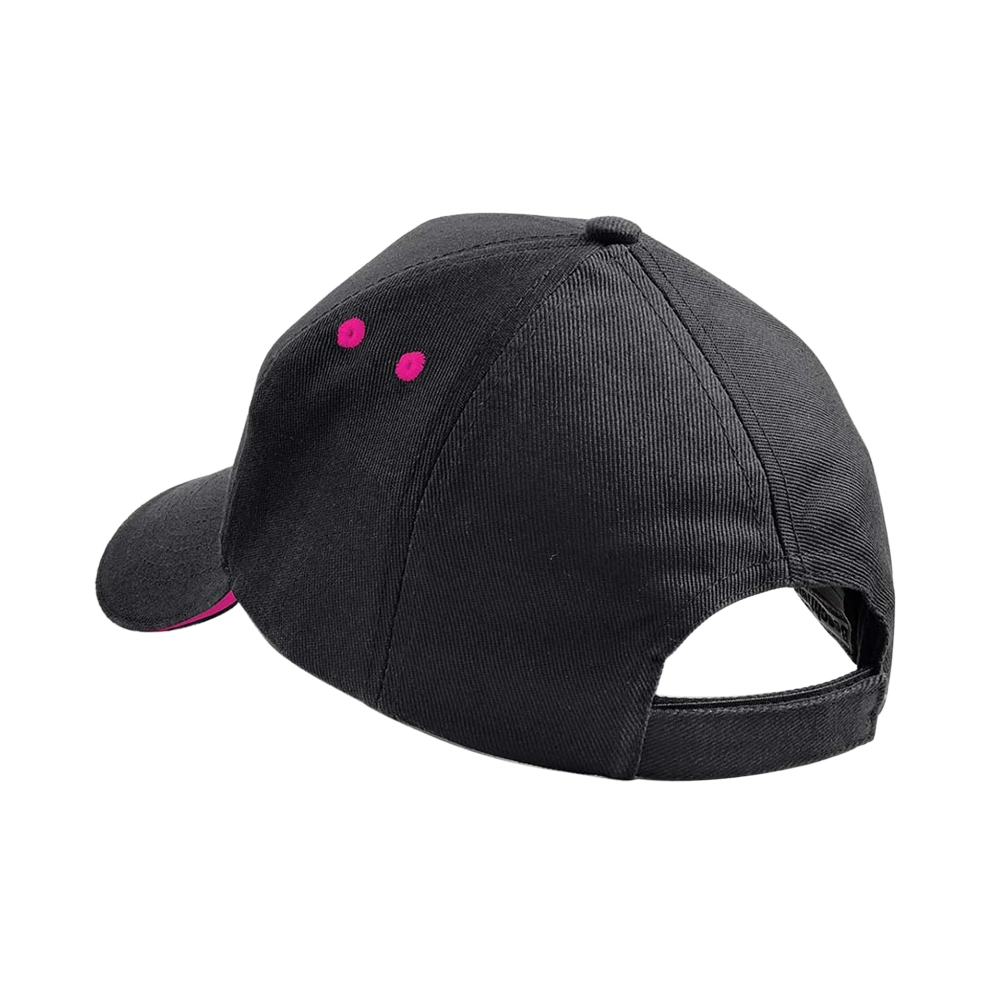 Black-Fuchsia - Back - Beechfield 5 Panel Sandwich Peak Baseball Cap