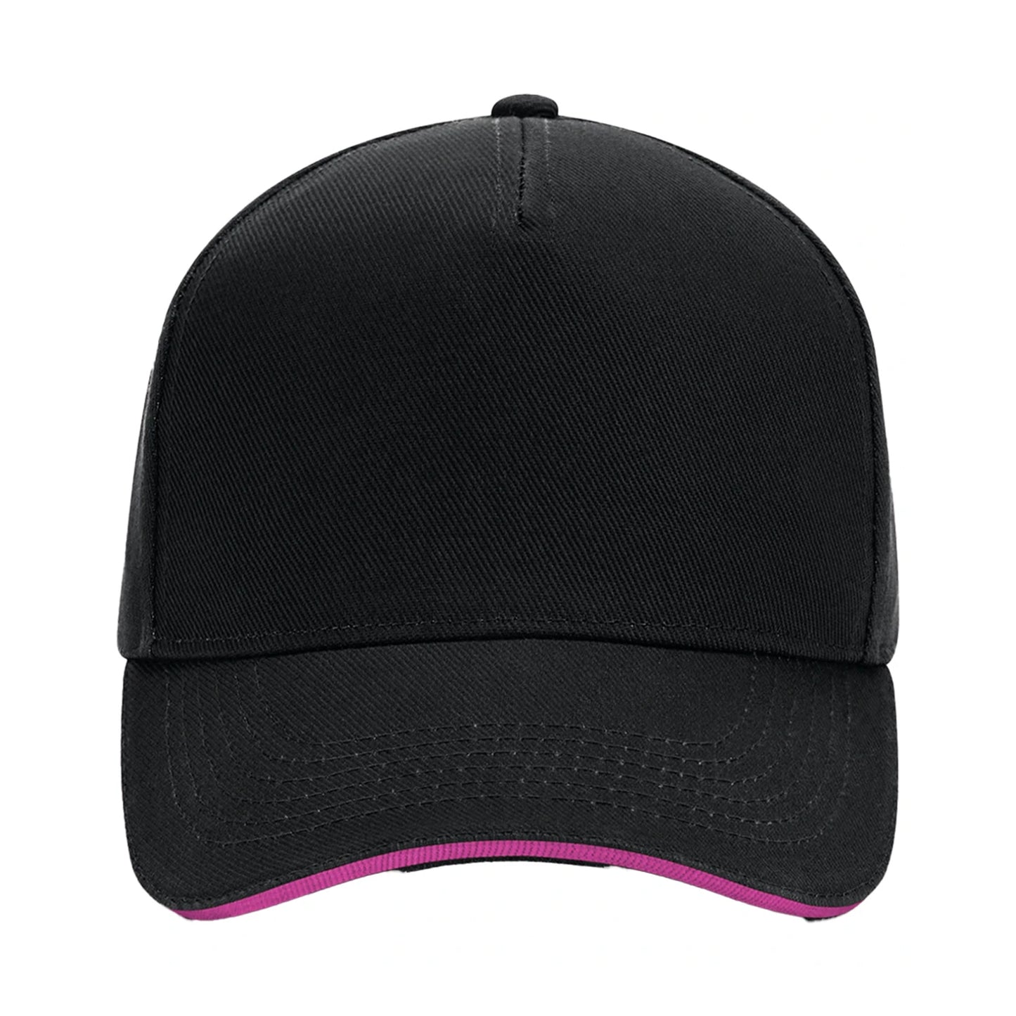 Black-Fuchsia - Side - Beechfield 5 Panel Sandwich Peak Baseball Cap