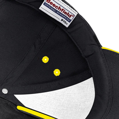Black-Yellow - Lifestyle - Beechfield 5 Panel Sandwich Peak Baseball Cap