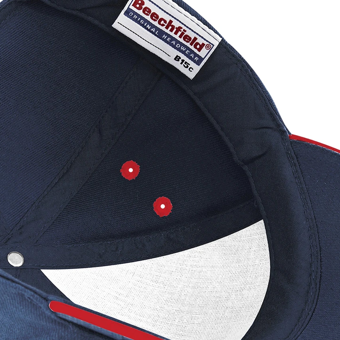 French Navy-Classic Red - Side - Beechfield 5 Panel Sandwich Peak Baseball Cap
