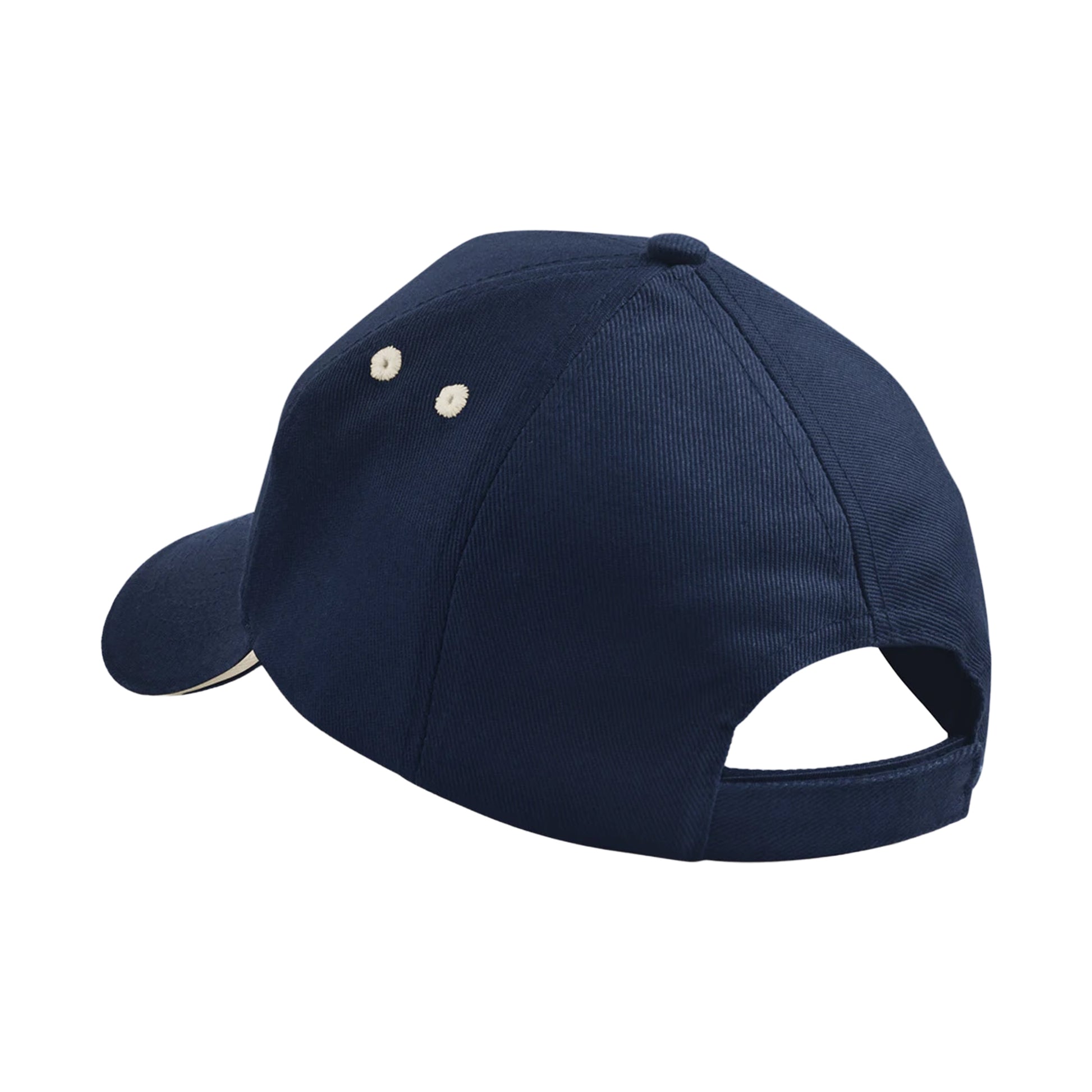 French Navy-Putty - Back - Beechfield 5 Panel Sandwich Peak Baseball Cap