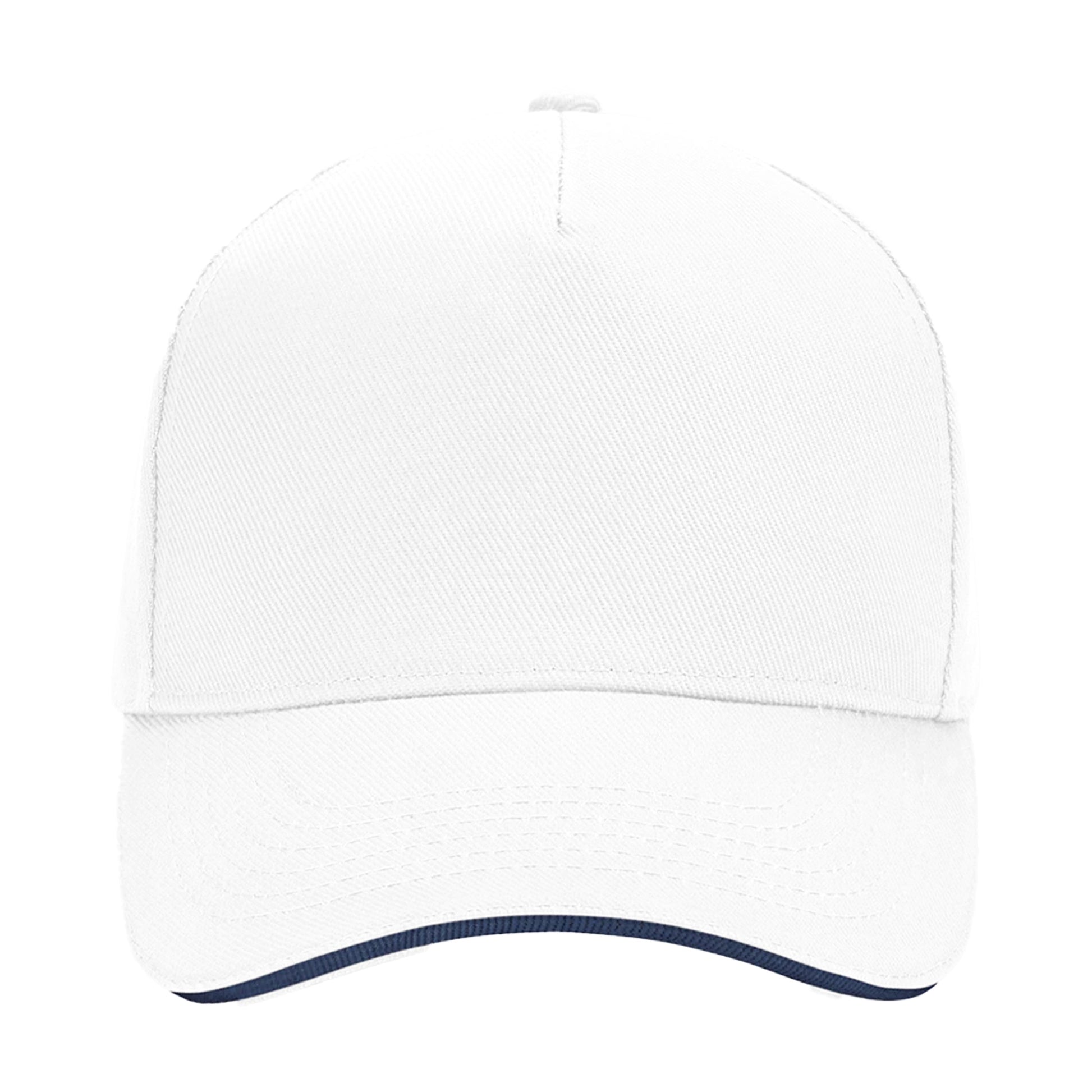 White-French Navy - Back - Beechfield 5 Panel Sandwich Peak Baseball Cap