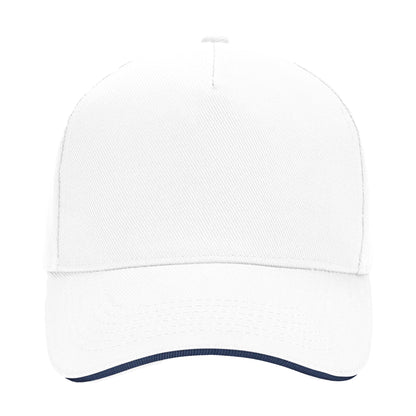 White-French Navy - Back - Beechfield 5 Panel Sandwich Peak Baseball Cap