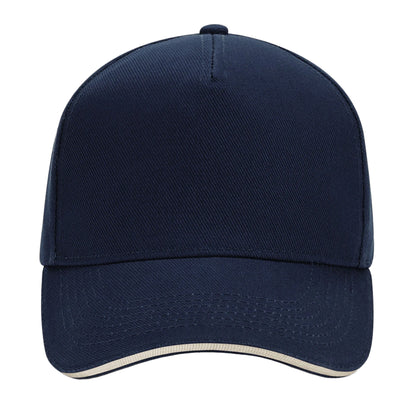 French Navy-Putty - Side - Beechfield 5 Panel Sandwich Peak Baseball Cap
