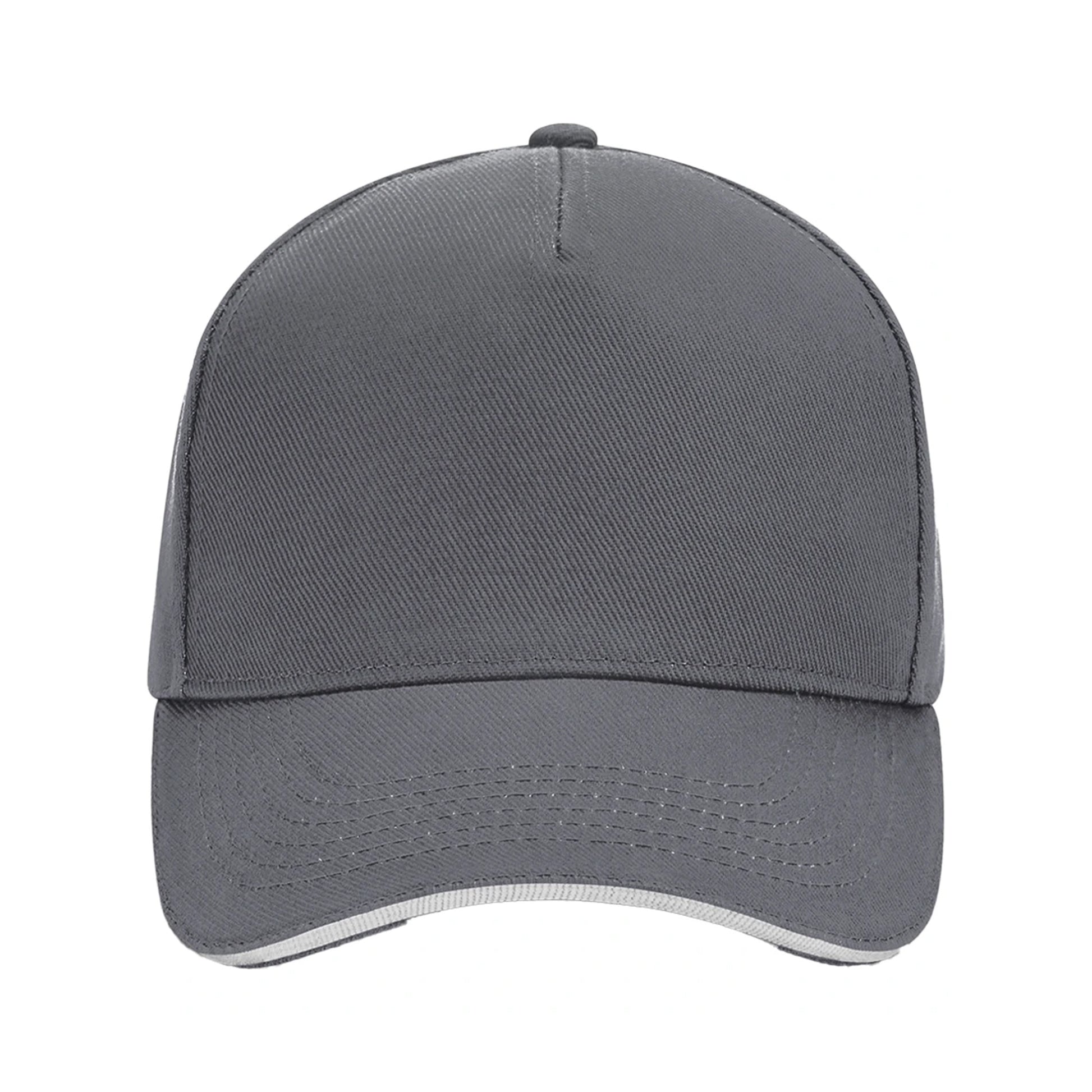 Graphite Grey-Oyster Grey - Side - Beechfield 5 Panel Sandwich Peak Baseball Cap