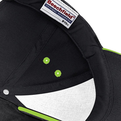 Black-Lime Green - Lifestyle - Beechfield 5 Panel Sandwich Peak Baseball Cap