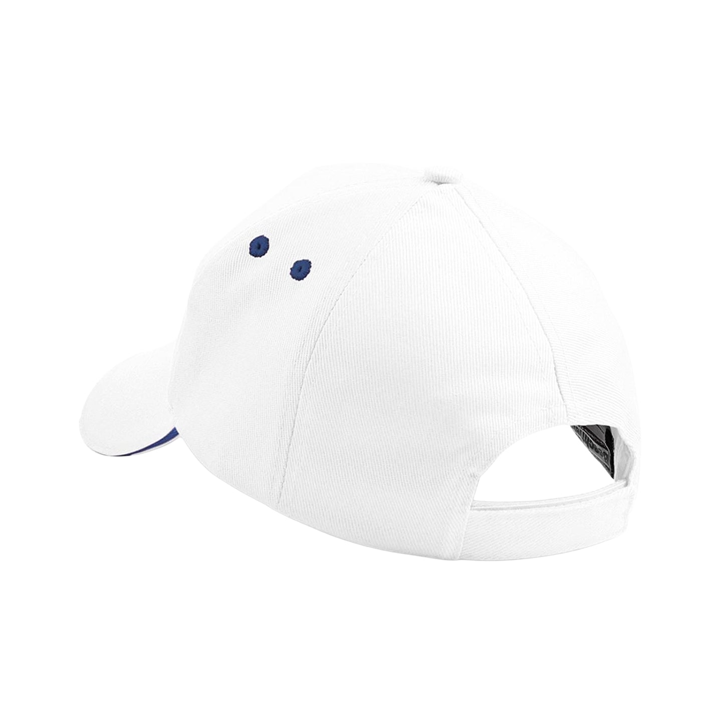 White-French Navy - Side - Beechfield 5 Panel Sandwich Peak Baseball Cap