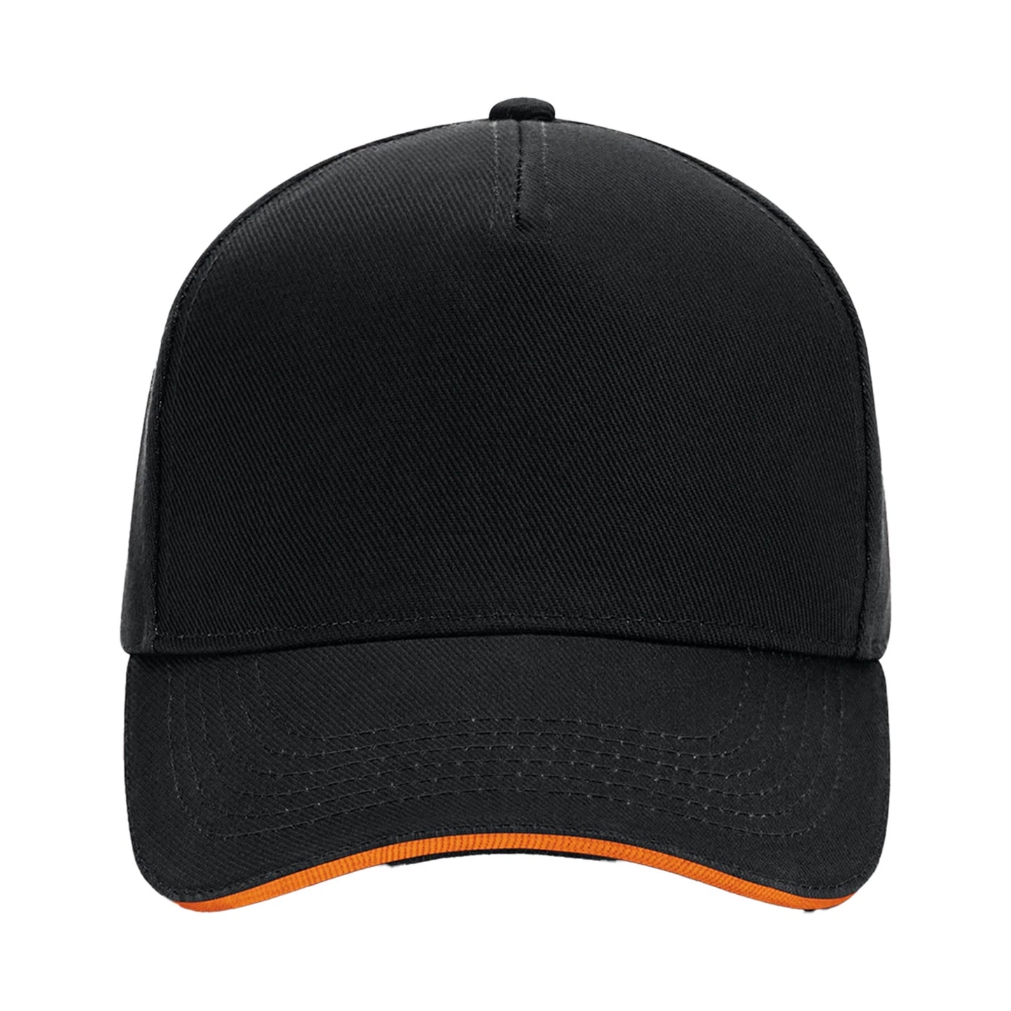 Black-Orange - Side - Beechfield 5 Panel Sandwich Peak Baseball Cap