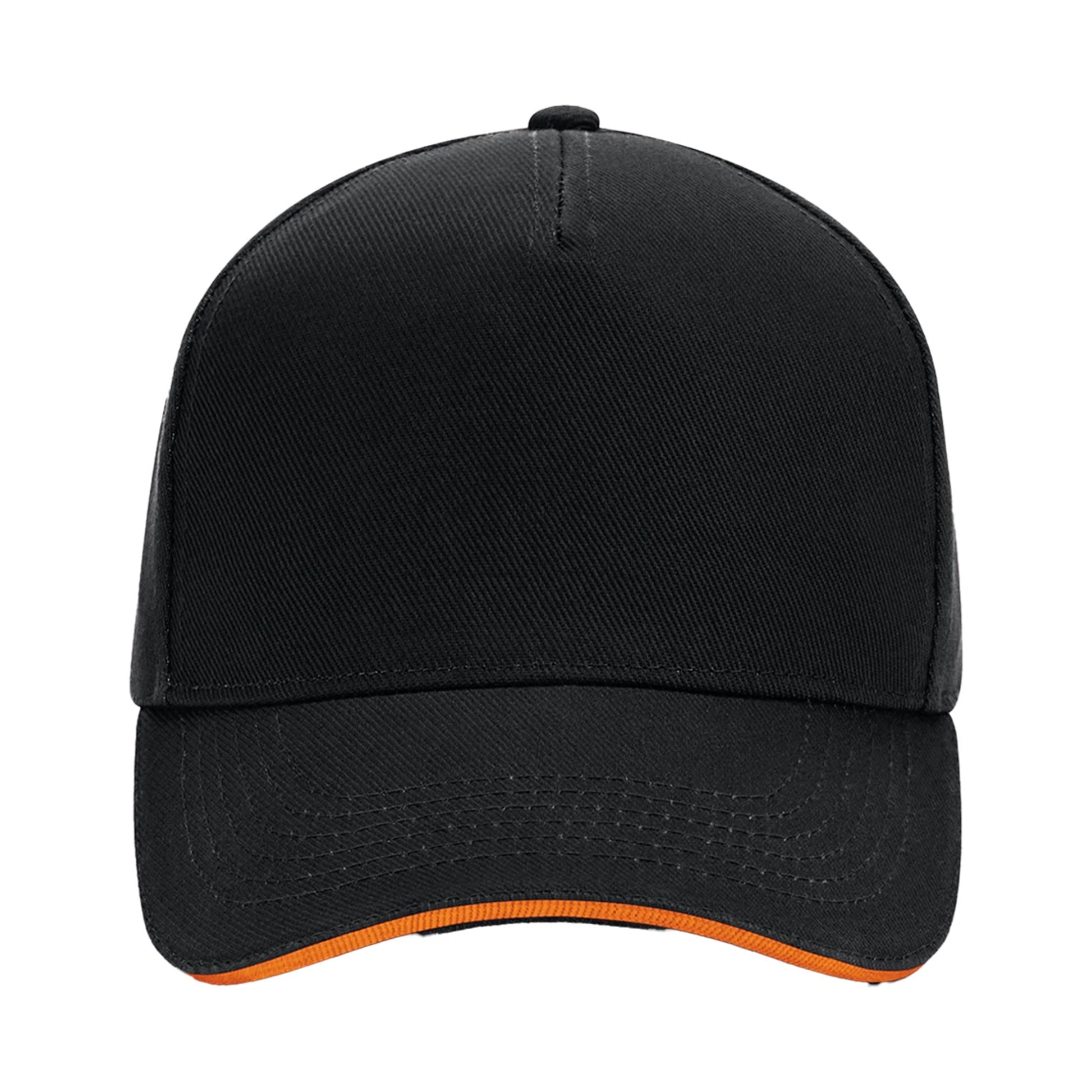 Black-Orange - Side - Beechfield 5 Panel Sandwich Peak Baseball Cap