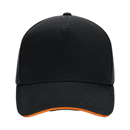 Black-Orange - Side - Beechfield 5 Panel Sandwich Peak Baseball Cap
