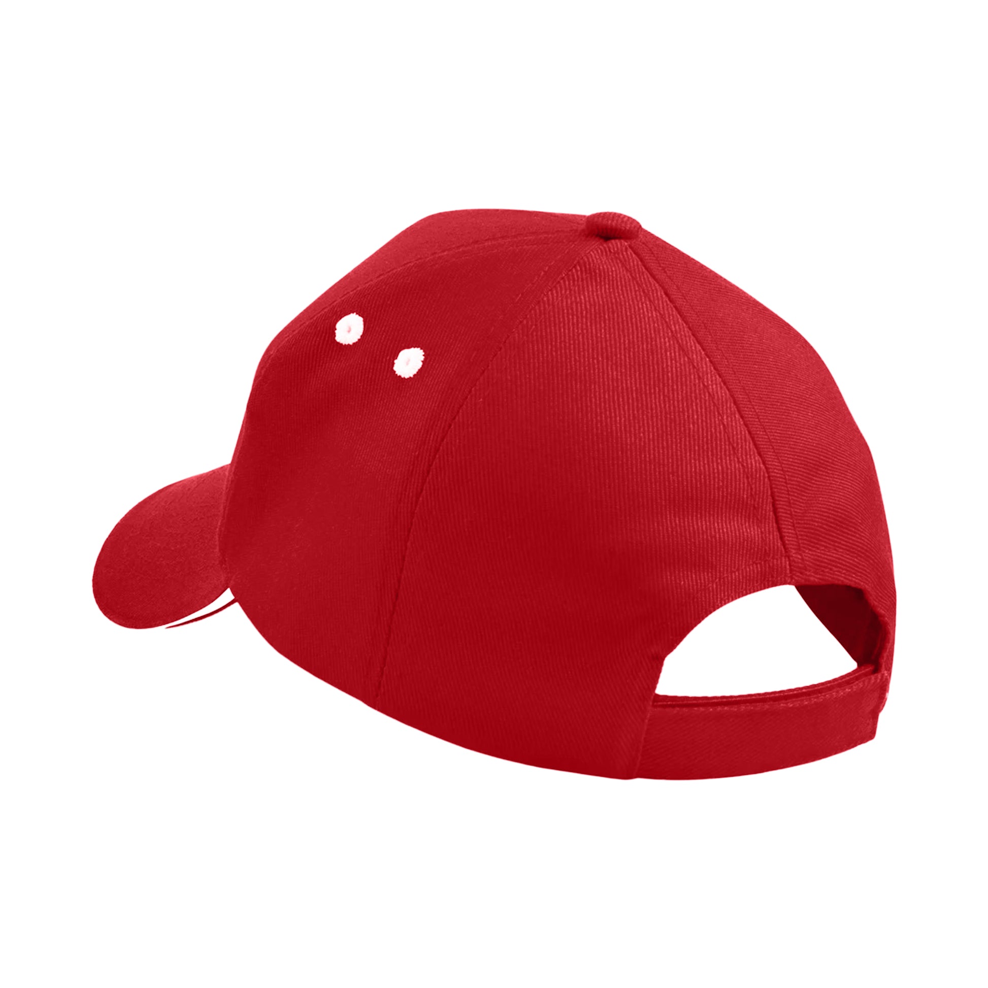 Classic Red-White - Back - Beechfield 5 Panel Sandwich Peak Baseball Cap