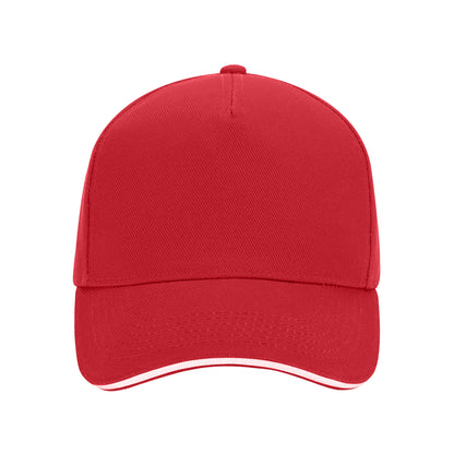 Classic Red-White - Side - Beechfield 5 Panel Sandwich Peak Baseball Cap