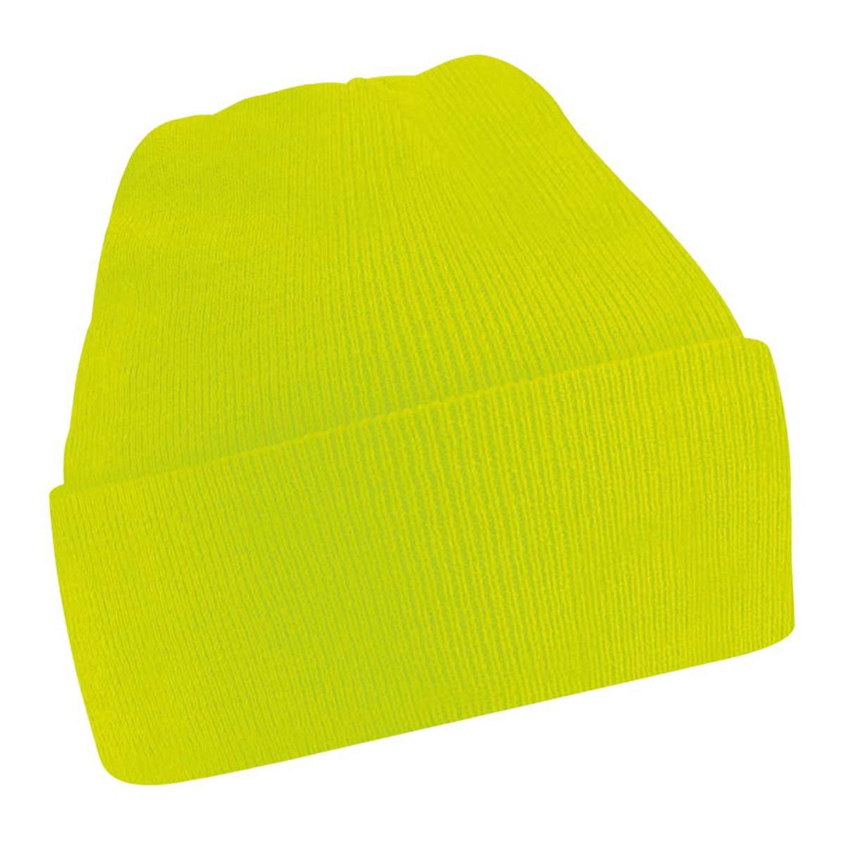 Fluorescent Yellow - Front - Beechfield Childrens-Kids Original Cuffed Beanie