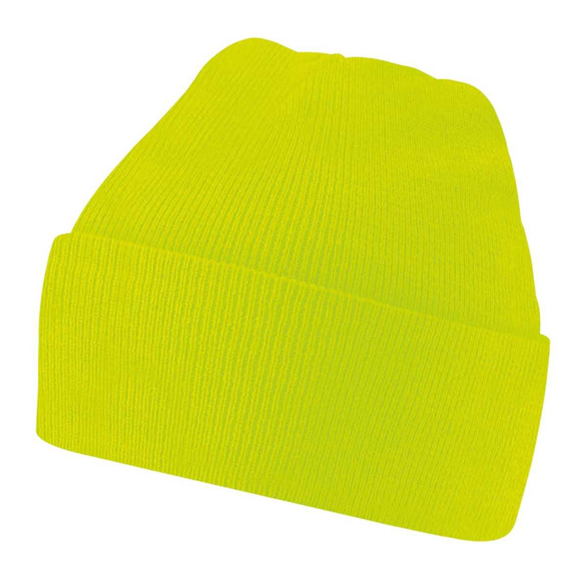 Fluorescent Yellow - Back - Beechfield Childrens-Kids Original Cuffed Beanie