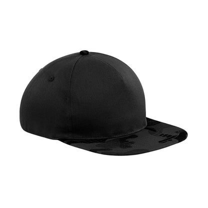 Black-Midnight - Front - Beechfield Camo Snapback Cap
