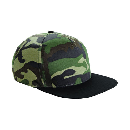 Jungle-Black - Front - Beechfield Camo Snapback Cap