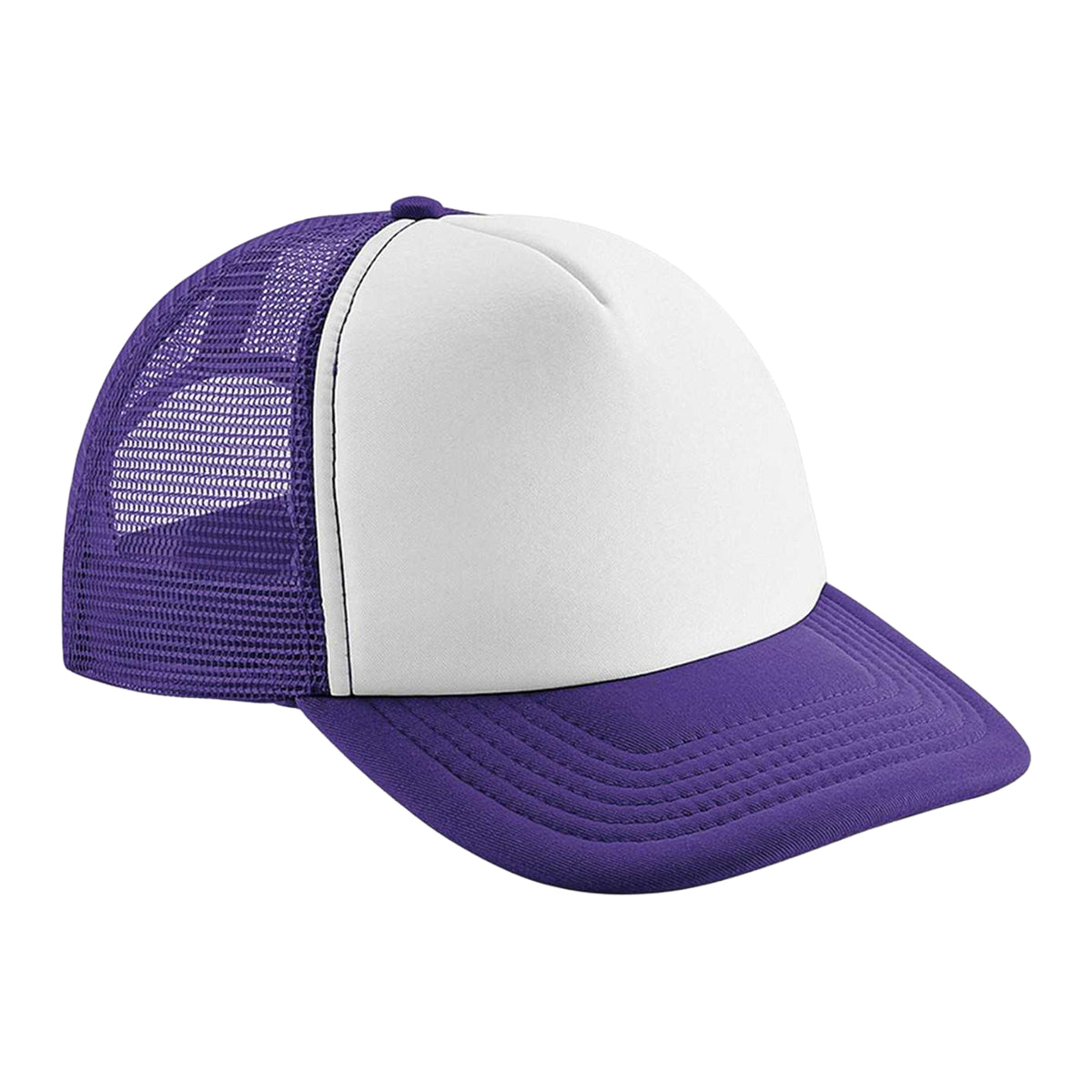 Purple-White - Front - Beechfield Vintage Snapback Trucker Cap
