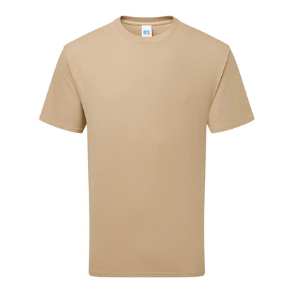 Tan - Front - Russell Mens Classic Combed Cotton Heavyweight T-Shirt
