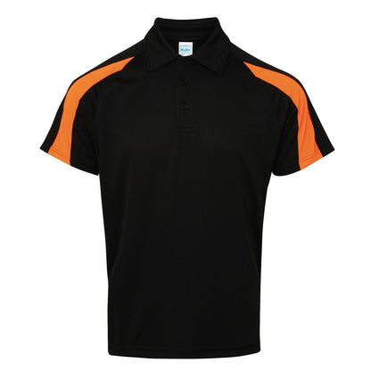 Jet Black-Electric Orange - Front - AWDis Cool Mens Contrast Polo Shirt