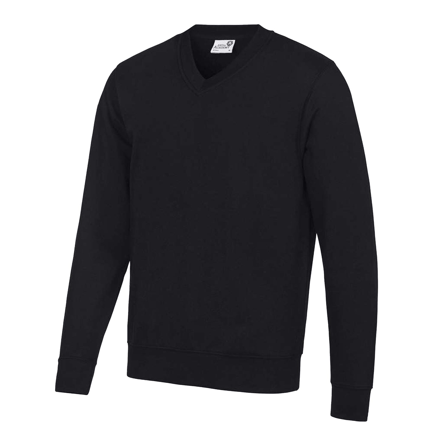 Black - Front - Awdis Childrens-Kids Academy V Neck Sweatshirt