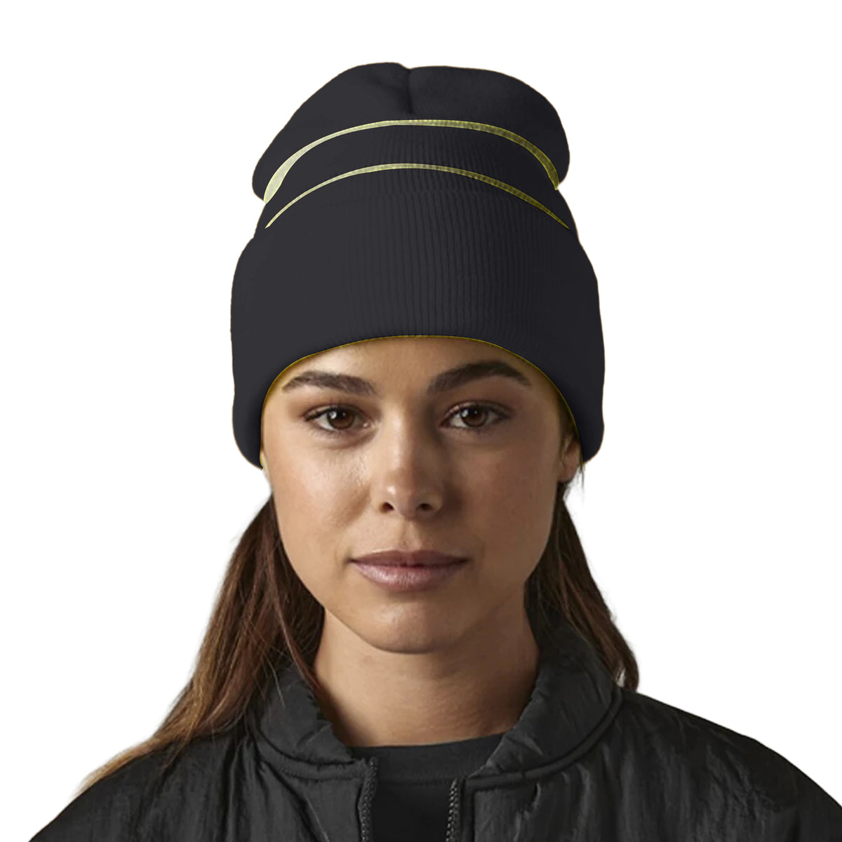 Black - Back - Beechfield Enhanced-Viz Beanie