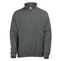 Charcoal - Front - Awdis Mens Sophomore Cotton Zip Neck Sweatshirt