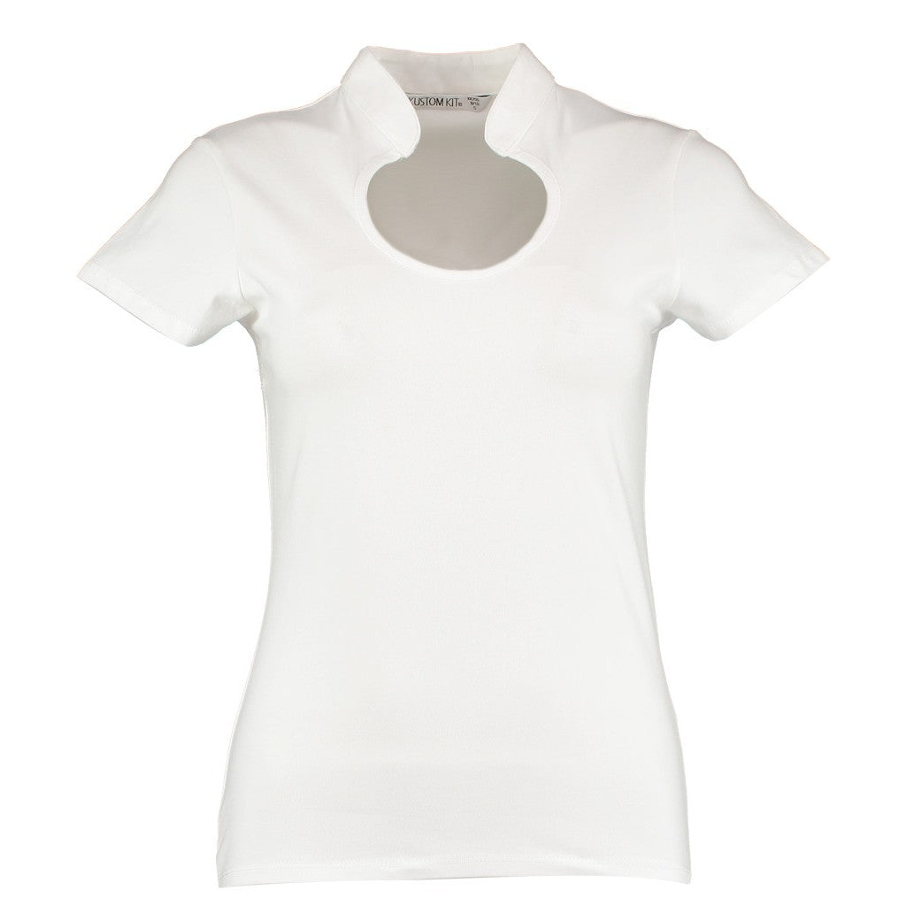 White - Front - Kustom Kit Womens-Ladies Keyhole Top