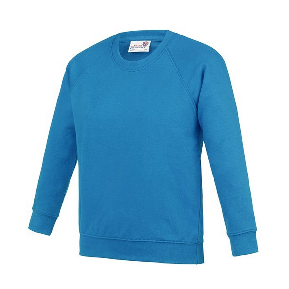 Sapphire Blue - Front - Awdis Childrens-Kids Academy Raglan Sweatshirt