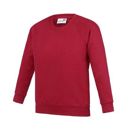 Red - Front - Awdis Childrens-Kids Academy Raglan Sweatshirt
