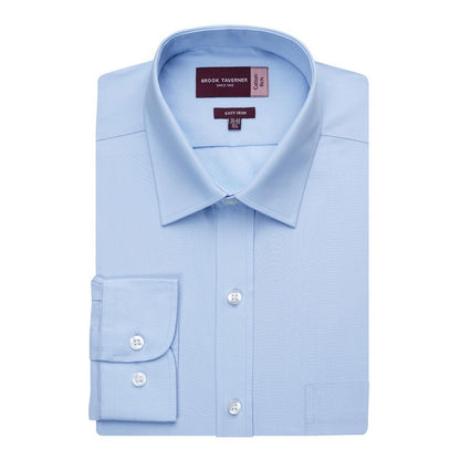 Blue - Back - Brook Taverner Mens Rapino Poplin Long-Sleeved Formal Shirt