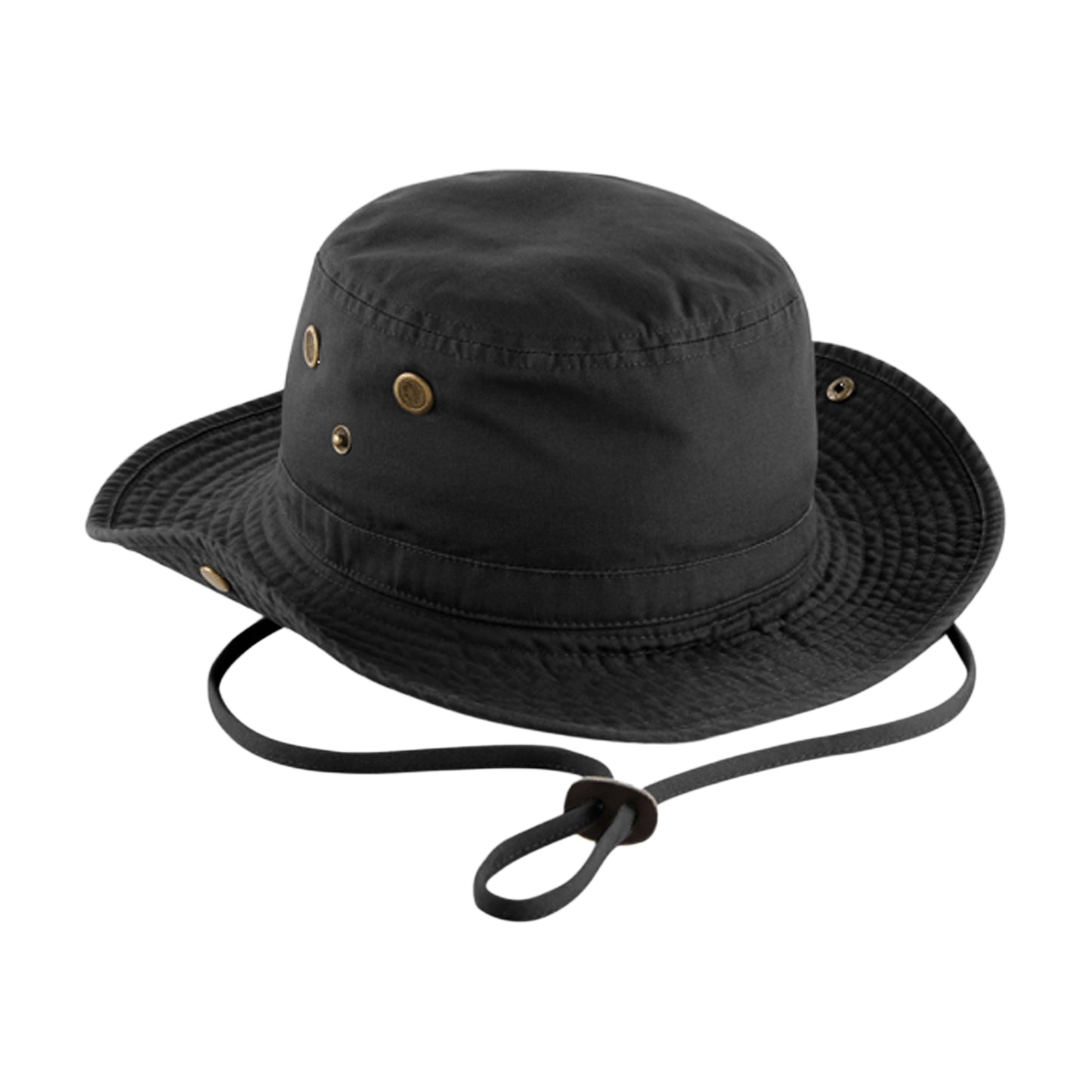 Black - Front - Beechfield Unisex Adult Outback Leather Lined Panama Hat