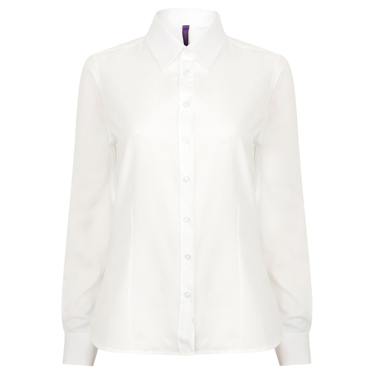 White - Front - Henbury Womens-Ladies Moisture Wicking Long-Sleeved Shirt