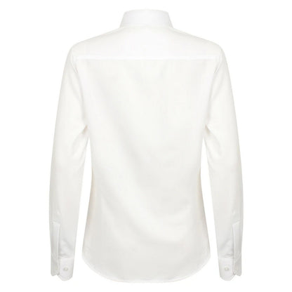 White - Back - Henbury Womens-Ladies Moisture Wicking Long-Sleeved Shirt