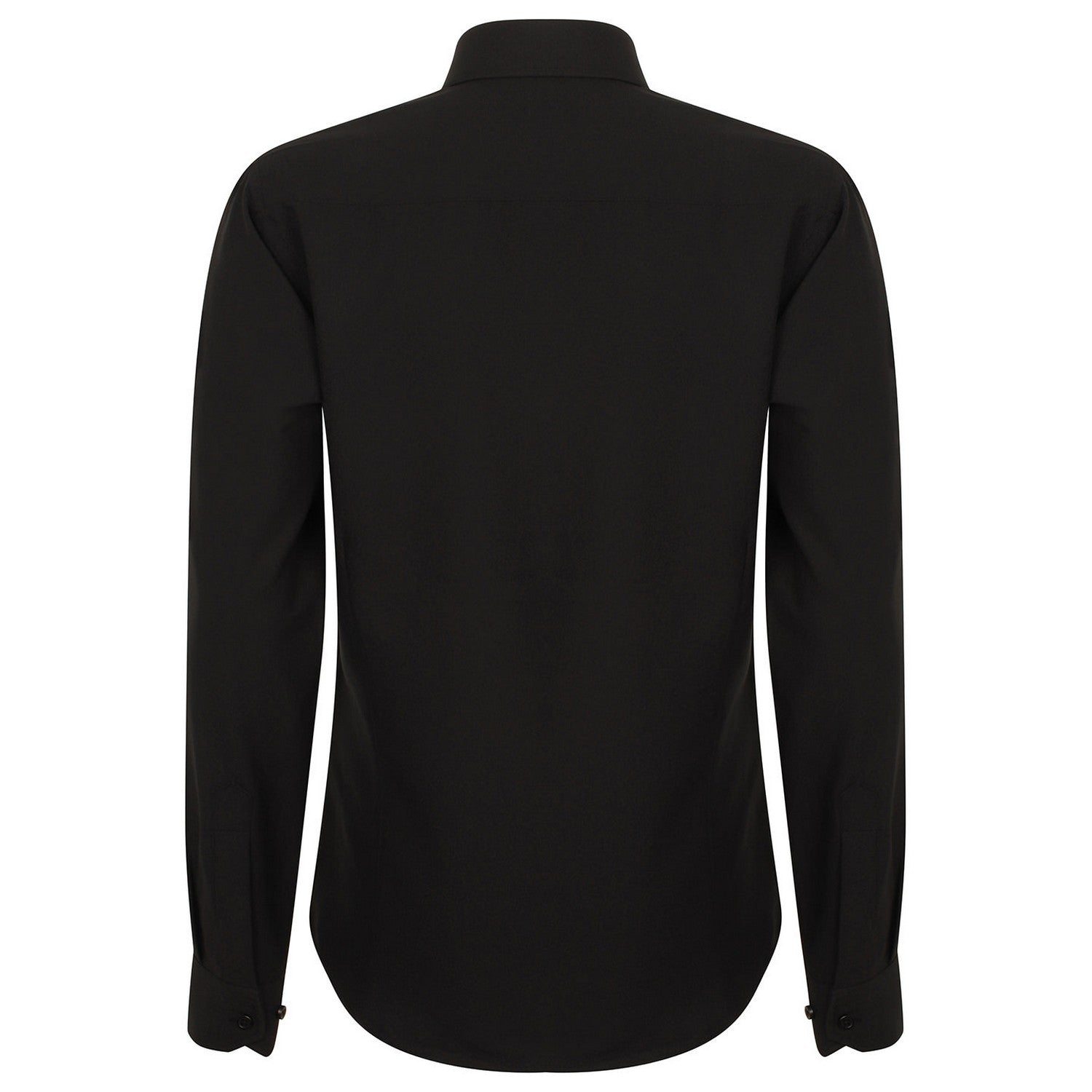 Black - Back - Henbury Womens-Ladies Moisture Wicking Long-Sleeved Shirt