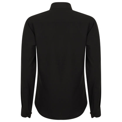 Black - Back - Henbury Womens-Ladies Moisture Wicking Long-Sleeved Shirt