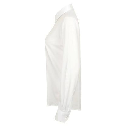 White - Side - Henbury Womens-Ladies Moisture Wicking Long-Sleeved Shirt