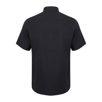 Black - Back - Henbury Mens Short-Sleeved Shirt