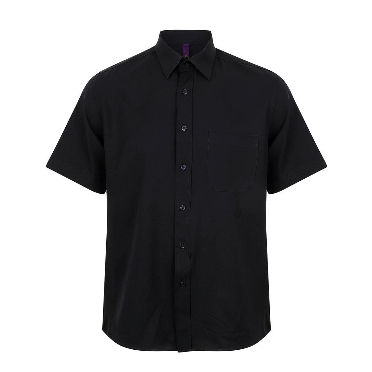 Navy - Front - Henbury Mens Short-Sleeved Shirt