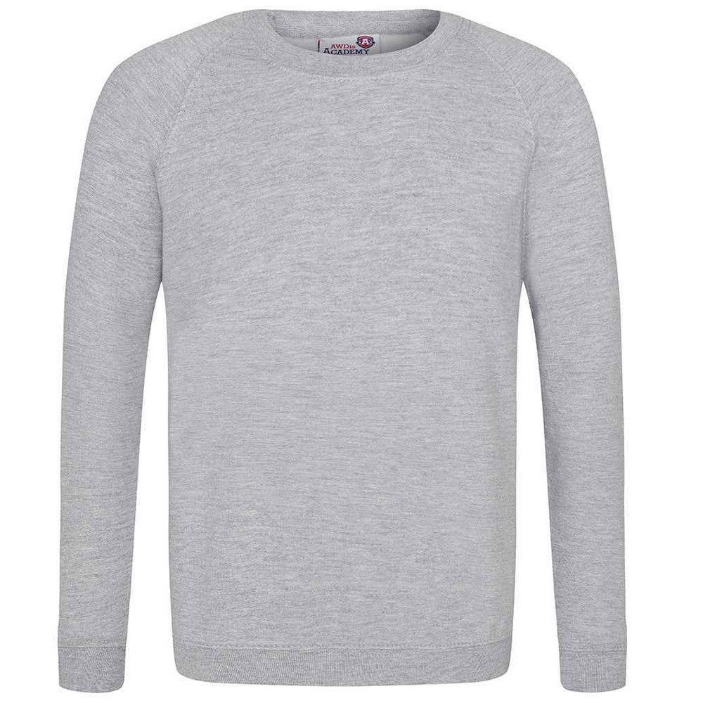 Grey - Front - Awdis Childrens-Kids Academy Raglan Sweatshirt