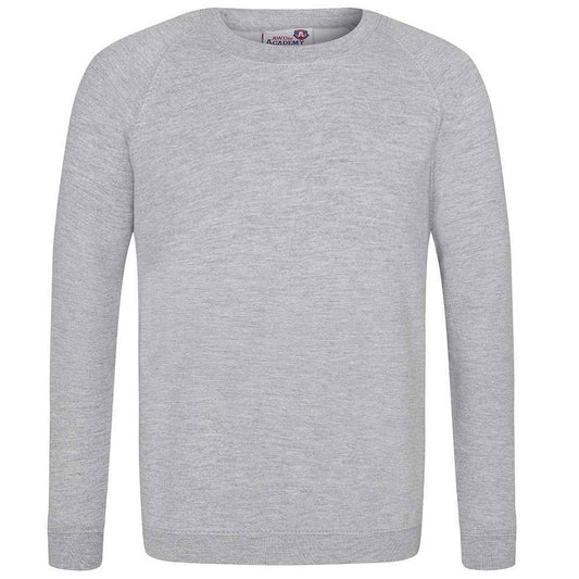 Grey - Front - Awdis Childrens-Kids Academy Raglan Sweatshirt
