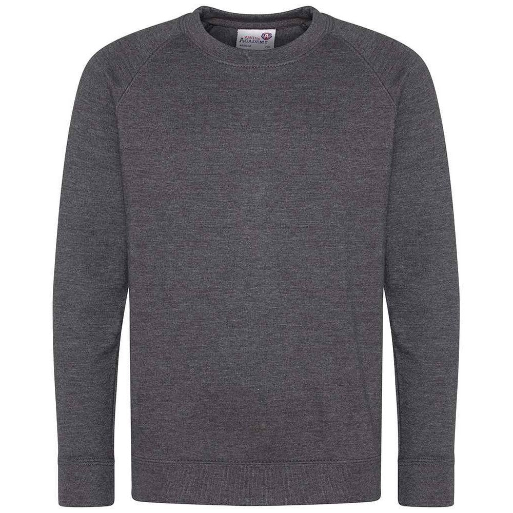 Charcoal - Front - Awdis Childrens-Kids Academy Raglan Sweatshirt