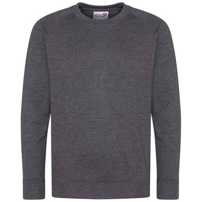 Charcoal - Front - Awdis Childrens-Kids Academy Raglan Sweatshirt