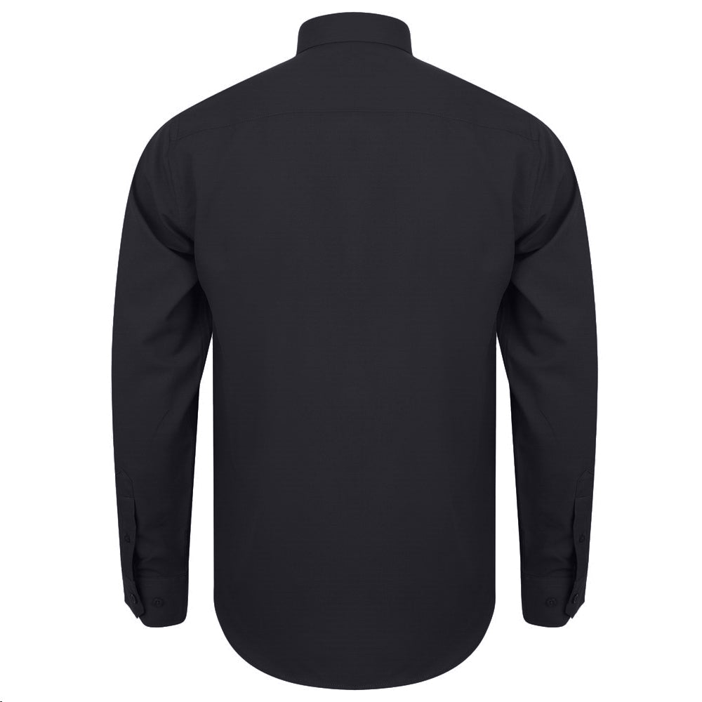 Black - Back - Henbury Mens Moisture Wicking Long-Sleeved Shirt
